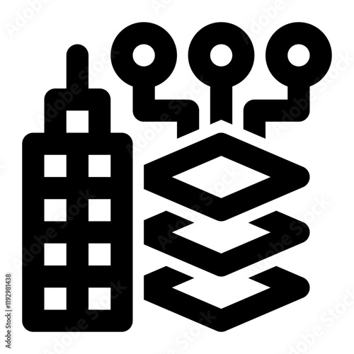 erp layers, erp architecture, erp components, erp, enterprise resource planning outline icon