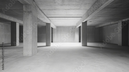 Obraz na płótnie Empty concrete parking garage interior with pillars and high ceilings. w salonie