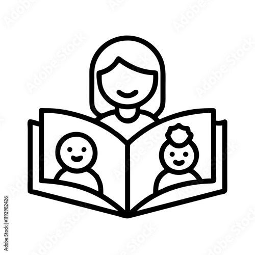 storytime for kids icon, storytime for kids line art - simple line art of storytime for kids, perfect for storytime for kids logos and icons and themed design