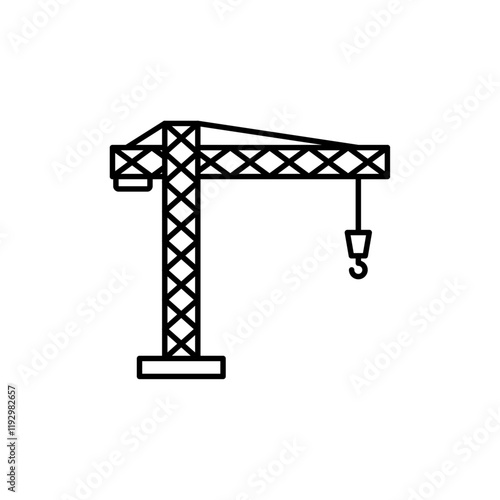 Construction crane icon linear logo isolated