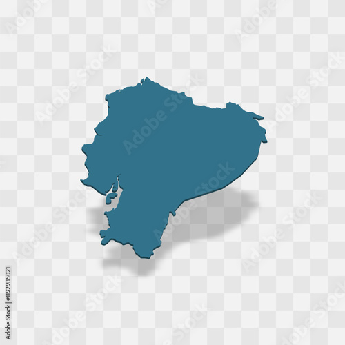 Ecuador high detailed vector representation of country silhouette. 3D map on transparent background with dropped shadow. For educational, decorative, or informational use.