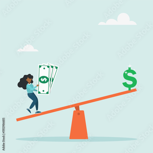 Leverage concept. Investors borrow money from others to use the swing to make big dollar signs. The concept of potential profitability.	