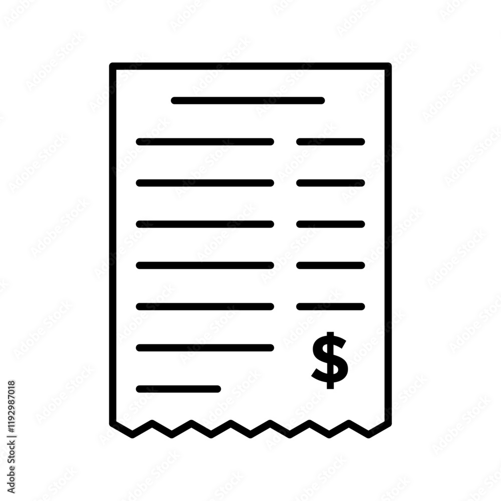 Payment receipt icon linear logo isolated Payment receipt icon linear logo isolated