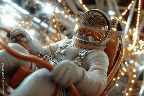 Astronaut Riding a Roller Coaster photo