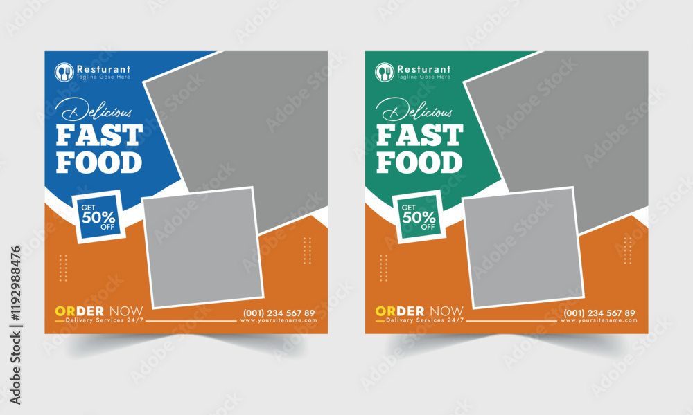 Fototapeta premium Food Social Media Post Template