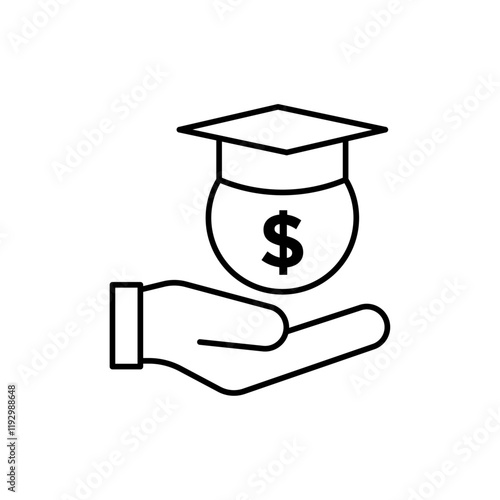 Scholarship fund icon linear logo isolated