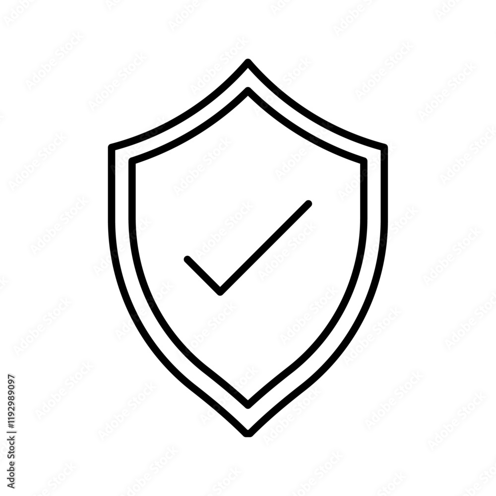 Shield check mark icon linear logo isolated Shield check mark icon linear logo isolated