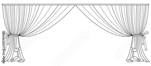 Curtain Line art vector Illustration