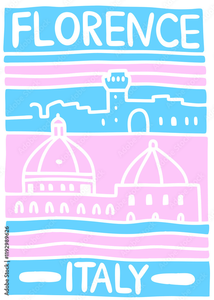 Naklejka premium Florence - Italy - sticker design illustration