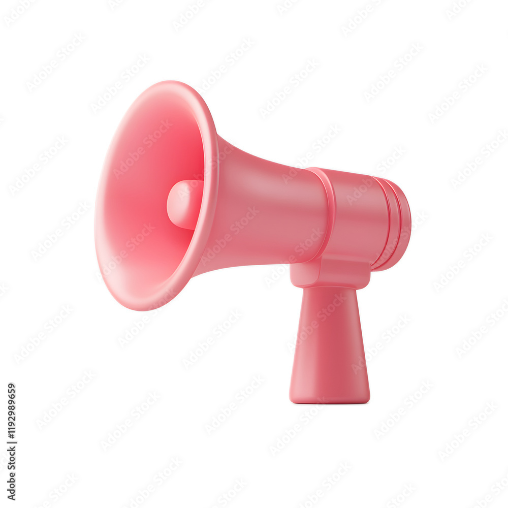 Vibrant Pink Megaphone on White Background for Advertising and Promotional Concepts Vibrant Pink Megaphone on White Background for Advertising and Promotional Concepts