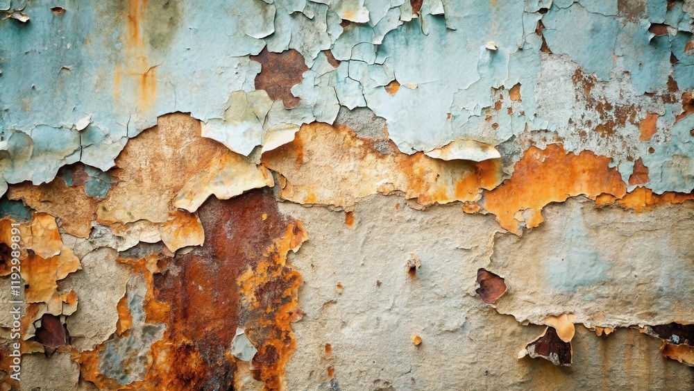 Rustic Weathered Surface Texture Peeling Paint and Oxidized Metal Showing Layers of Age and Decay Rustic Weathered Surface Texture Peeling Paint and Oxidized Metal Showing Layers of Age and Decay