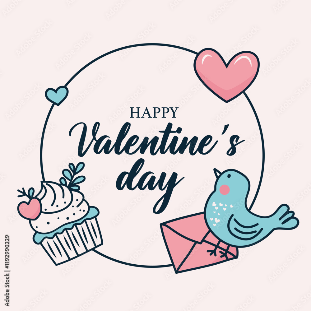 Obraz premium Cute Greeting Card Design for Valentine's Day