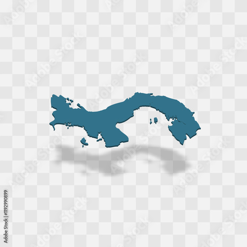 Panama high detailed vector representation of country silhouette. 3D map on transparent background with dropped shadow. For educational, decorative, or informational use.