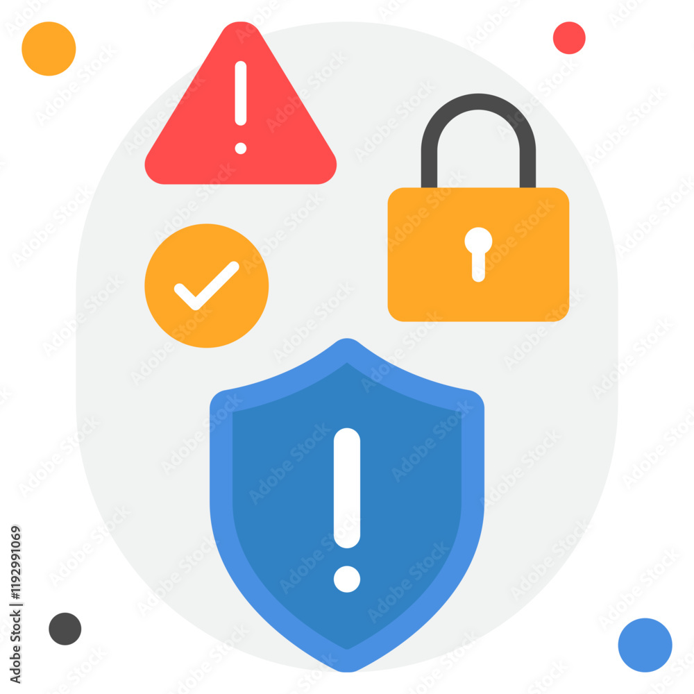 Security Symbols with Alerts and Lock Icons Security Symbols with Alerts and Lock Icons