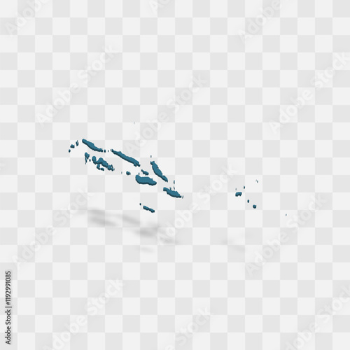 Solomon Islands high detailed vector representation of country silhouette. 3D map on transparent background with dropped shadow. For educational, decorative, or informational use.