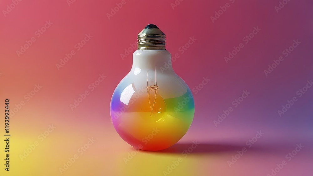 White light bulb on bright yellow background in pastel colors. Minimalist concept, bright idea concept, isolated lamp. 3d render illustration White light bulb on bright yellow background in pastel colors. Minimalist concept, bright idea concept, isolated lamp. 3d render illustration