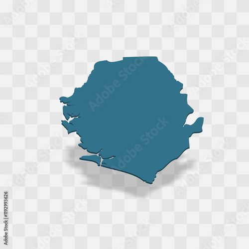 Sierra Leone high detailed vector representation of country silhouette. 3D map on transparent background with dropped shadow. For educational, decorative, or informational use.