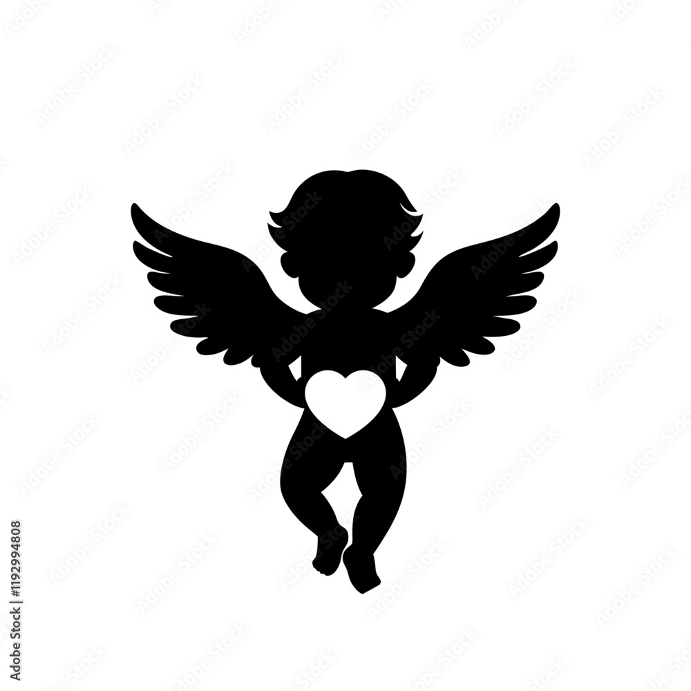 Fototapeta premium Cupid silhouette, cupid vector, Valentine's day cupid 