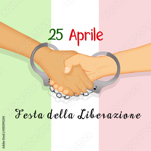 illustration of the liberation day of Italy postcard