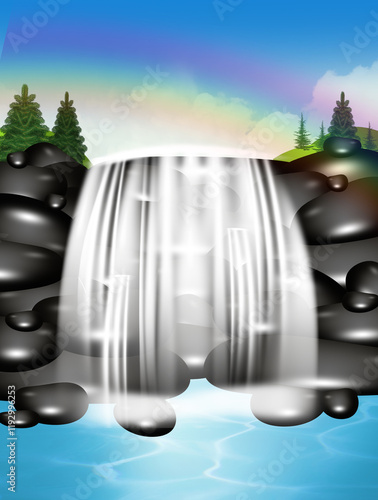 illustration of waterfall