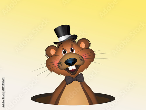 illustration of marmot in the den