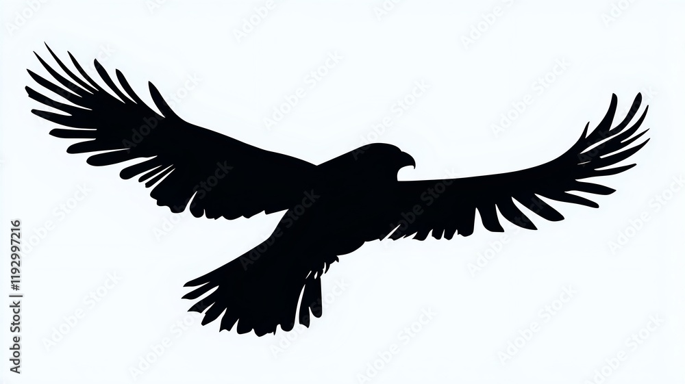 Obraz premium Striking Silhouette of a Bird in Flight Against the Open Sky