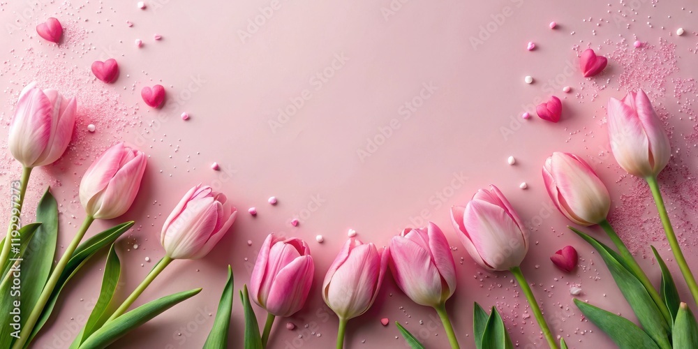 Pink Tulips and Sweet Hearts A Delicate Springtime Arrangement