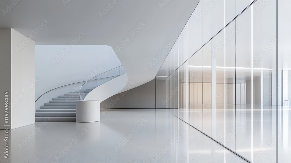 Twisting Glass Pathways with Prismatic Reflections in Minimalist Architectural Setting Twisting Glass Pathways with Prismatic Reflections in Minimalist Architectural Setting