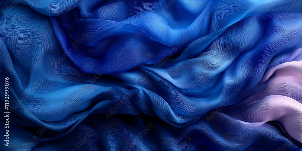 Obraz premium Blue silk fabric texture, draped, gradient, background