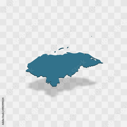 Honduras high detailed vector representation of country silhouette. 3D map on transparent background with dropped shadow. For educational, decorative, or informational use.