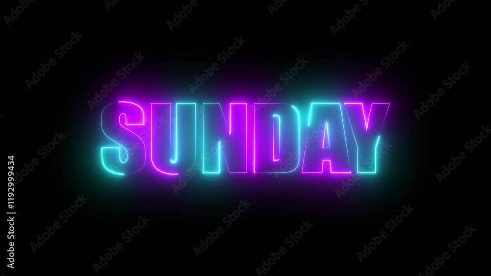 neon Sunday design letter element creative, concept advertising bright slogan text glowing Seamless loop Neon Sunday neon sign animation luxury Sunday text animation. neon Sunday design letter element creative, concept advertising bright slogan text glowing Seamless loop Neon Sunday neon sign animation luxury Sunday text animation.