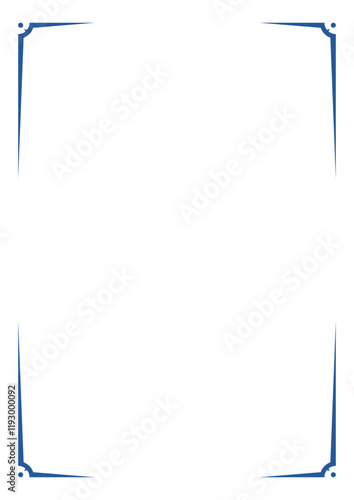 Retro style blue frame with curved corners for the picture frame