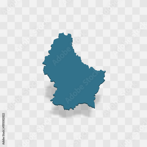 Luxembourg high detailed vector representation of country silhouette. 3D map on transparent background with dropped shadow. For educational, decorative, or informational use.