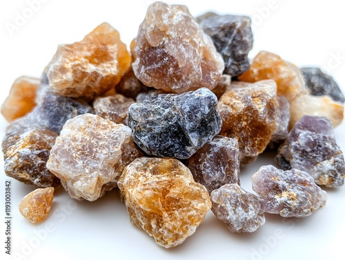 Close-up of myrrh resin, used in essential oil production for aromatherapy and healing treatments.