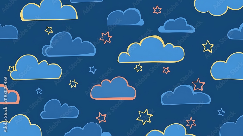 Obraz premium Stylized cloud pattern with star accents perfect for business backgrounds or design projects