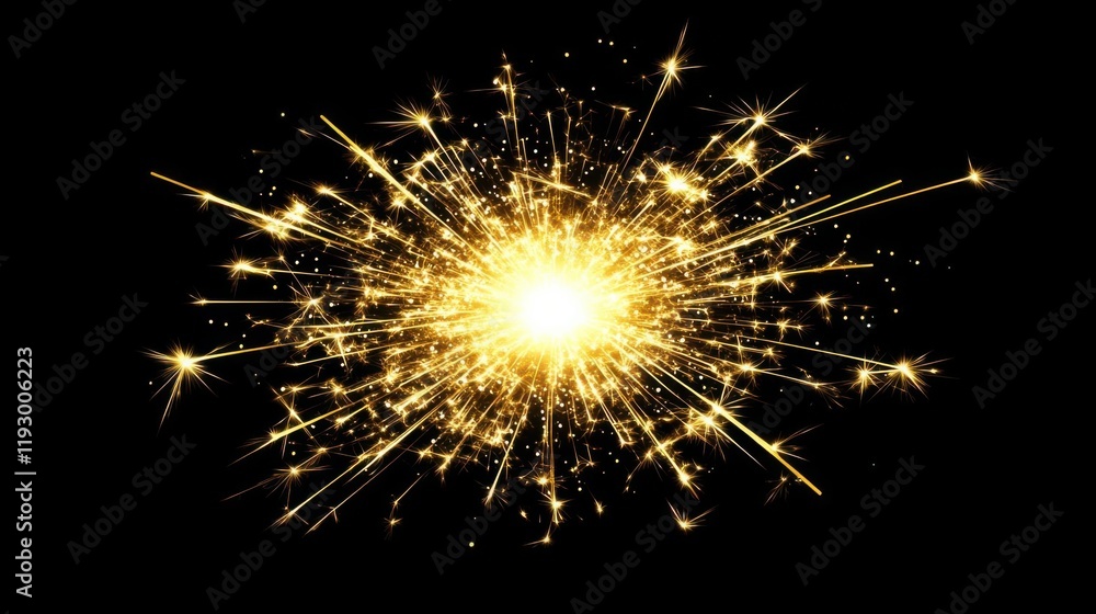A bright explosion of golden sparks against a black background, symbolizing celebration or energy. A bright explosion of golden sparks against a black background, symbolizing celebration or energy.