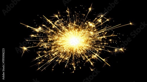 Wallpaper Mural A bright explosion of golden sparks against a black background, symbolizing celebration or energy. Torontodigital.ca