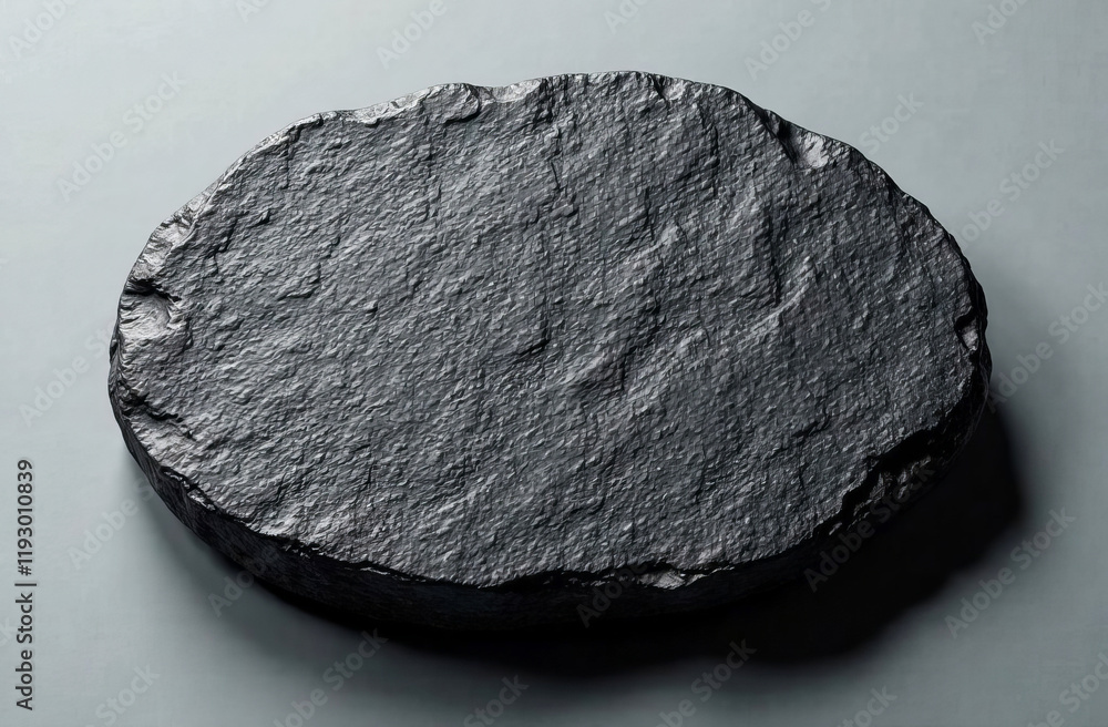 Fototapeta premium Empty black slate stone isolated on white background. 