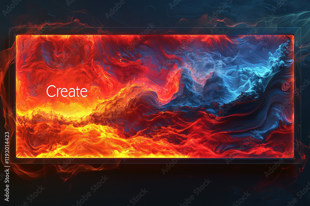 Fototapeta premium Create Command Igniting Red Blue Abstract Digital Art Design Innovation Imagination Graphic Display
