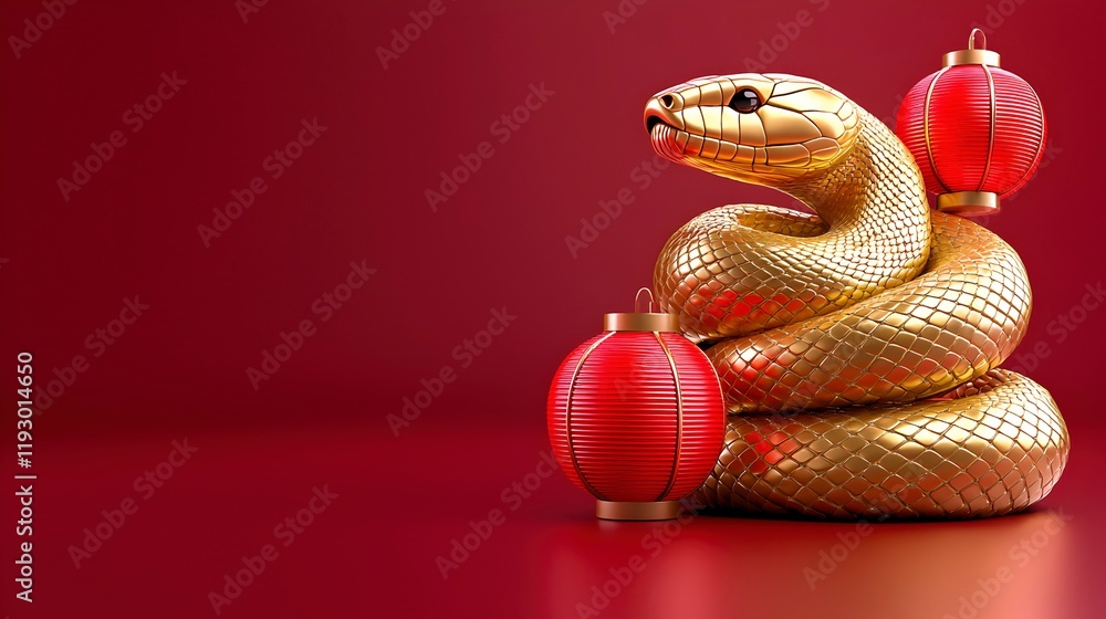 Fototapeta premium Golden Snake with Lanterns for Festive Celebrations