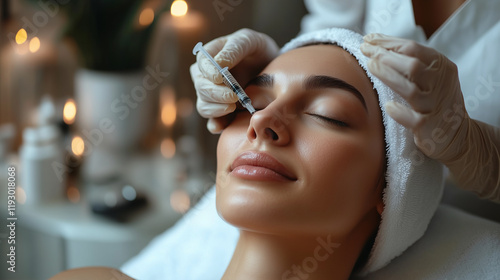 Young woman gets beauty facial injections	