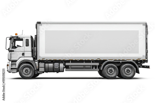 a realistic truck with contrainer blank sign isolate on white for dicut photo