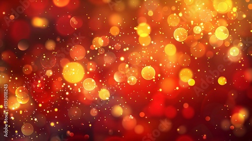 Elegant Golden Lights Bokeh on Red Background for Design Projects photo