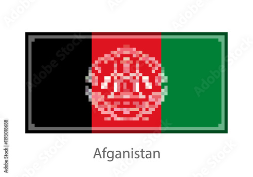 Vector illustration of the Afganistan flag isolated in pixel art or mosaic style on white background. Collection of flags of the countries of the world.