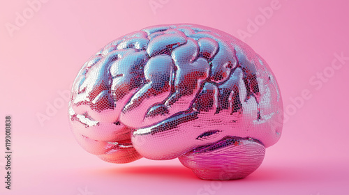 Glitter pink model with disco ball pattern