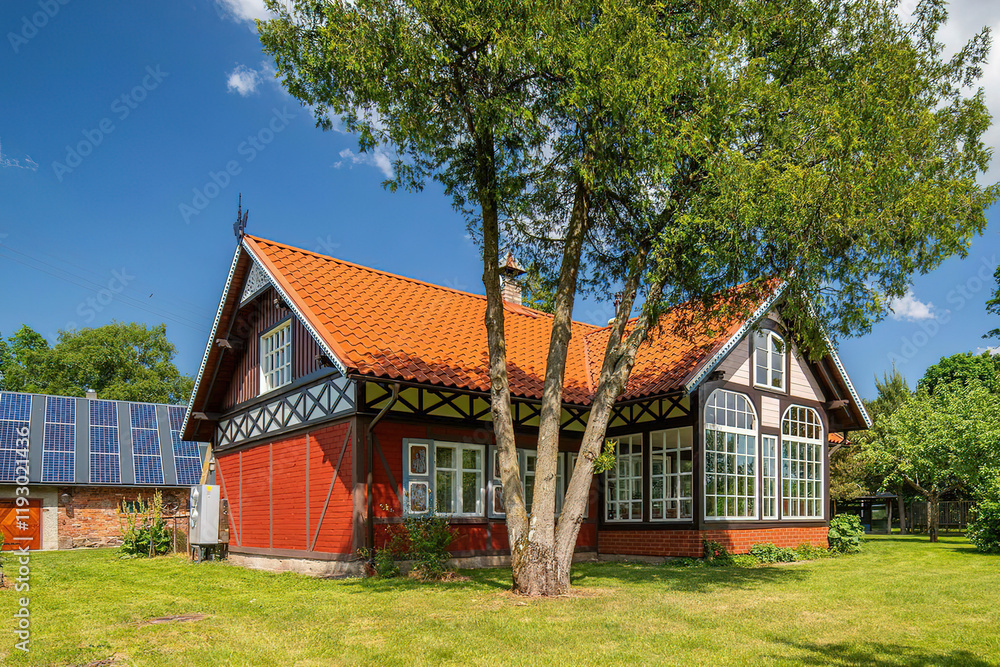 Fototapeta premium typical european village house, summer background