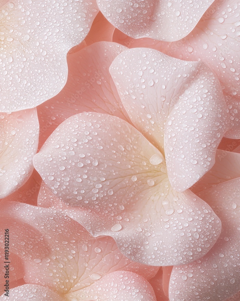 Fototapeta premium Dew drops on rose petals nature high-resolution textures close-up serene beauty in soft light