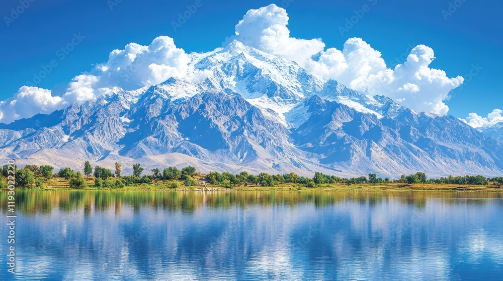 Majestic Mountain Lake Reflection: A Serene Landscape Majestic Mountain Lake Reflection: A Serene Landscape