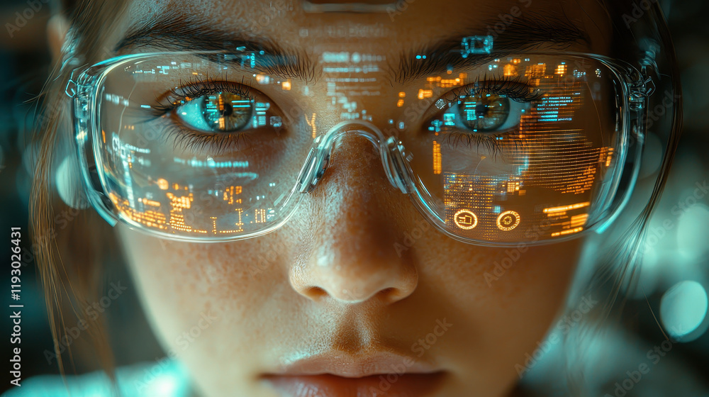 Close-up of innovative smart wearable with holographic display and futuristic aesthetics Close-up of innovative smart wearable with holographic display and futuristic aesthetics