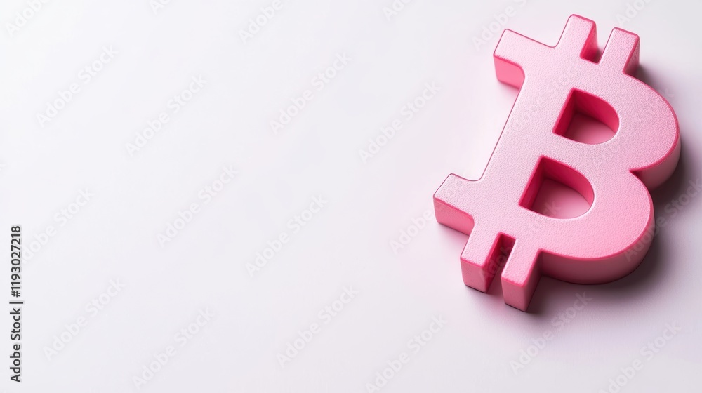 Obraz premium A pink Bitcoin symbol against a clean background, representing cryptocurrency and digital finance.